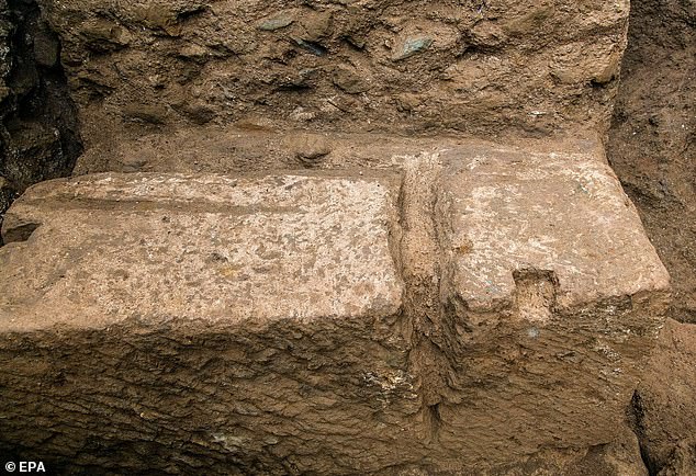 The three tombs were found at a depth of roughly 1.6 feet (0.5 metres) below the surface of the present-day street (as pictured). Unfortunately, the archaeologists reported, the structures appeared to have been damaged by previous underground utility works, carried out in the area prior to the introduction of policies designed to protect the city's heritage