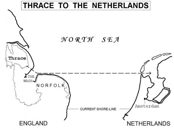 The author argues that by reading Virgil he has concluded that Aeneas sailed from Thrace in Britain across the North Sea to the Netherlands. (Author provided)