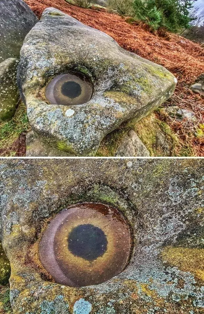 Nature's eye is always watching! Bizarre frost formation on a rock found in Derbyshire Peak District, UK - BAP NEWS