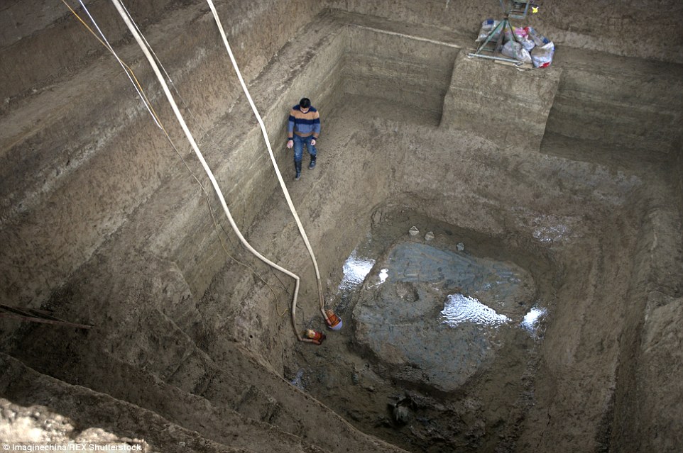 Damage: The area had ground water damage, which needed to be pumped out (above), but it was still well preserved despite the damage