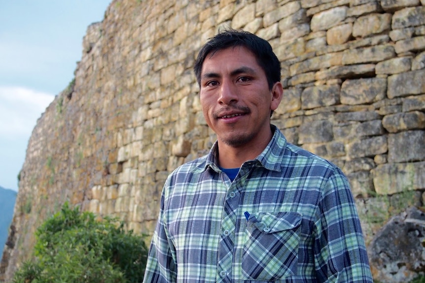 Carlo Magno Galoc, President of the Associations of Travel Agencies in the provincial capital, Chachapoyas, at the Kuelap ruins