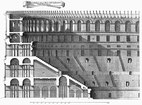 Cross-section of the seating area of the Colosseum in Rome